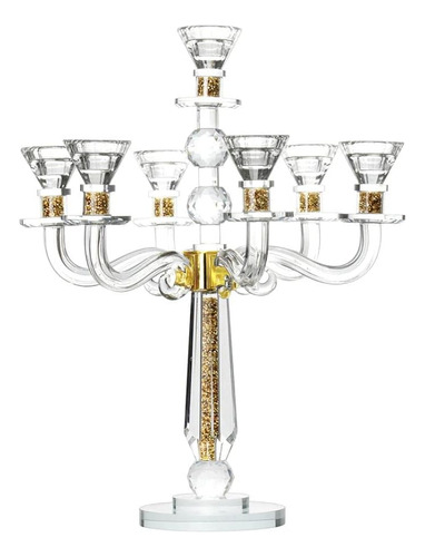 Candelabro De Cristal De 7 Brazos, 44.5cm De Altura - A