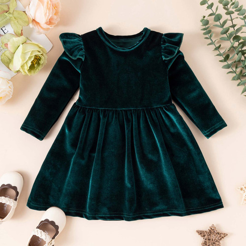 F R Infant Y Niñas Pequeñas, Color Liso, Terciopelo De Una