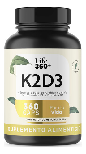 Suplemento Multivitamínico K2 Y D3 Life 360+ 360 Capsulas