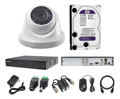 Kit 1 Cámaras Seguridad Domo Interior Hd Hikvision + 1tb