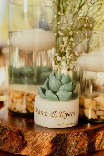 10 Velas P/recuerdo, Maceta C/suculenta Boda, Xv, Bautizo