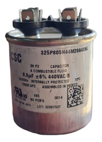 Capacitor Csc 8uf +_6% 440ac/b Aluminio 325p805h44m20a4xng