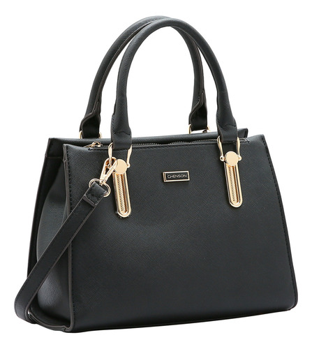 Bolsa Feminina Chenson Textura Clássica Pequena Alça Dupla Cor Preto
