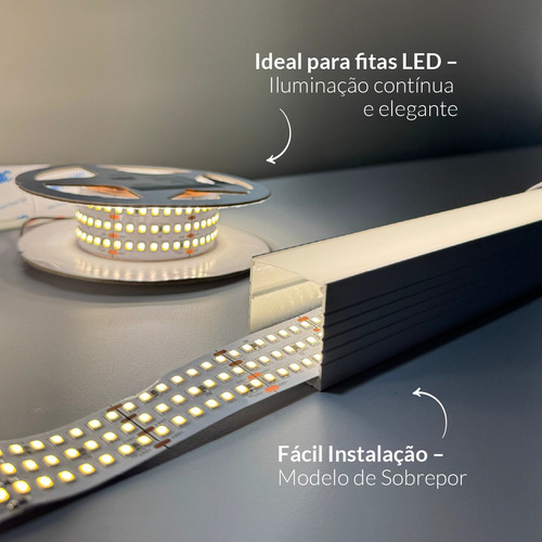 Kit 10 metros Perfil Led Barra Sobrepor Slat Alumínio 5x2m 35x35mm Branco Cod: ALUT285722-5 Alut By Avant