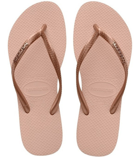 Ojotas Mujer Havaianas Original | Slim Logo Metalic | Rosa