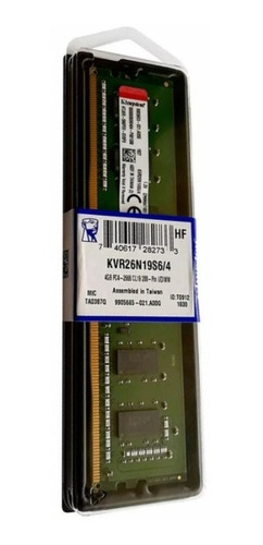 Imagen 3 de 6 de Memoria Ram Ddr4 4gb 2666mhz Kingston