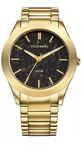 Relógio Feminino Technos 2033af/4p - Stone Collection Cor da correia Dourado Cor do fundo Preto marmorizado