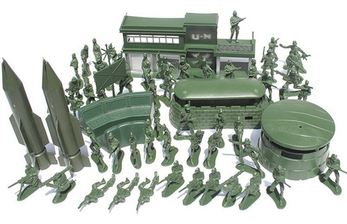 56pcs Military Missile Base Model Playset Toy Soldier Green