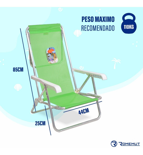 Reposera De Aluminio Playera Solcito 8 Posiciones 3015