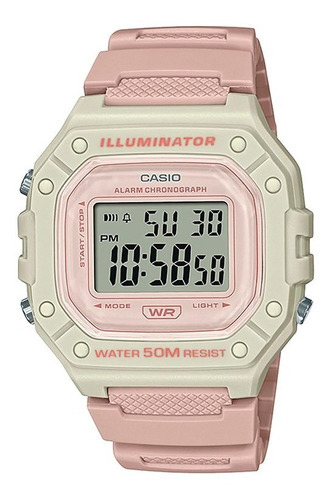 Reloj Mujer Casio W-218hc-4a2v Rosado Iluminator Color De La Correa Palo Rosa Color Del Bisel Blanco Color Del Fondo Rosa Claro