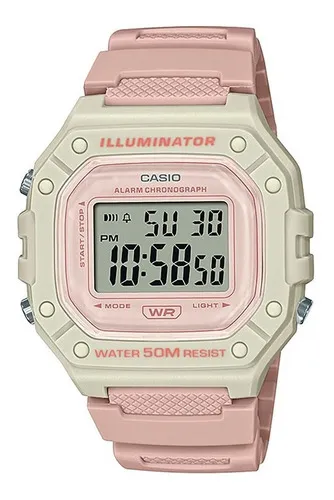 Reloj Mujer Casio W-218hc-4a2v Rosado Iluminator Color De La Correa Palo  Rosa Color Del Bisel Blanco Color Del Fondo Rosa Claro