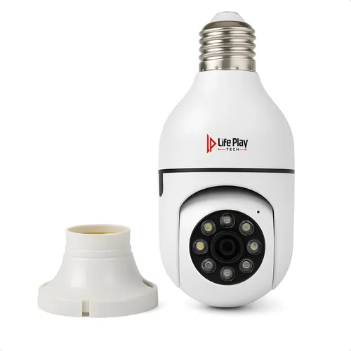 Câmera Segurança Lâmpada WiFi 360° Full HD 1080p Visão Noturna In...
