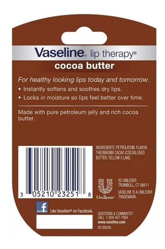Imagem 3 de 7 de Vaseline Hidratante Protetor Labial Manteiga De Cacau 7g