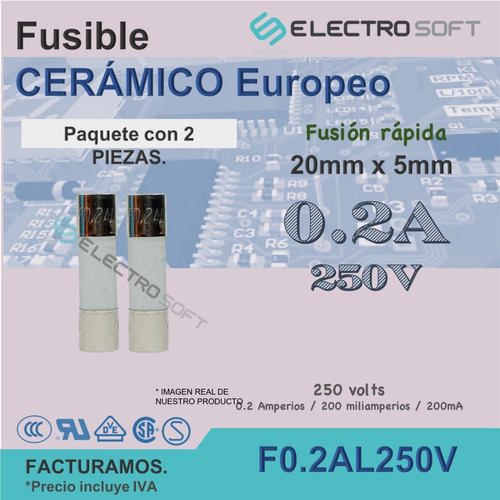 Fusible Cerámico Europeo 0.2a 250v | 200ma - 200 Ma