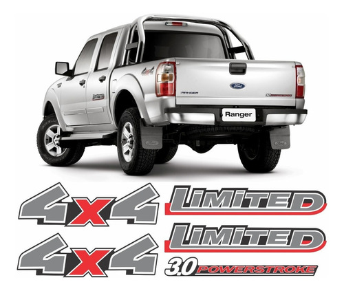 Kit Emblema Adesivo Ford Ranger Limited 3.0 4x4 2010 Clara