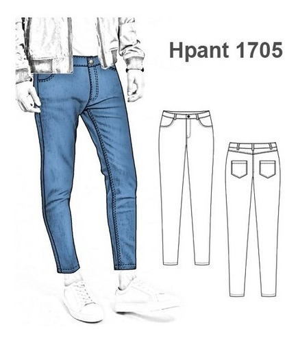 ( Moldes De Ropa)  Pantalon  Jeans Hombre 1705