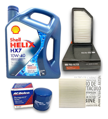Kit Aceite Shell Hx7 10w40 Y 3 Filtros Veloster 1.6 2012 -