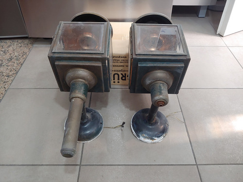 2 Faroles Clasicos De Chapa Gruesa Y Vidrio Biselado Negro (Usado)