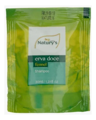  Kit Com 50 Unidades Shampoo Erva Doce Naturys Sache 30 Ml