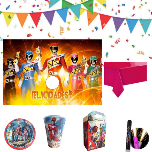 Power Ranger Paq Fiesta Artículos P/10 Niños Cumpleaños Tema