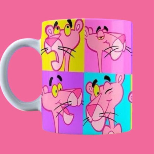 2 Tazas Personalizadas Personajes Animados /caricaturas Blanco Pantera Rosa