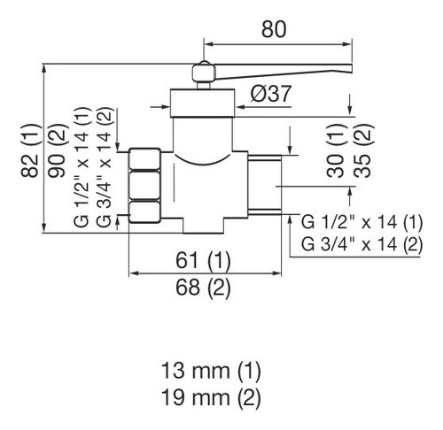 Llave De Gas Sin Campana Aprobada Mh Fv 1/2 0810.01 13 C