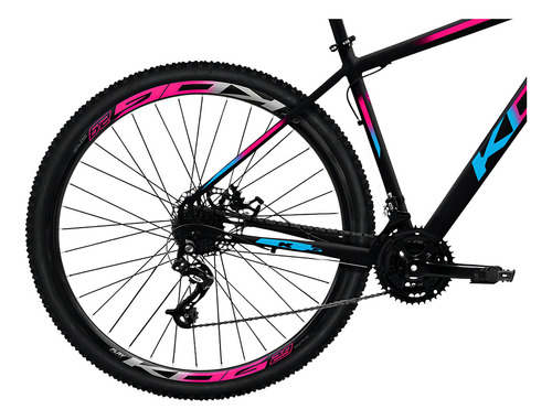 Bicicleta Aro 29 Mtb Kog Com Freios A Disco 21 Velocidades Cor Preto/rosa/azul
