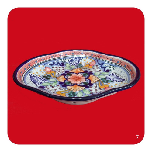 Imagen 2 de 2 de Charola Pavera Mediana De Talavera Poblana Colores M7 Chr