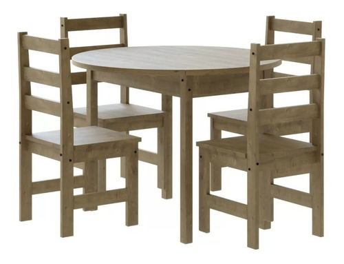 Juego D Comedor 4 Sillas Mesa Plegable Madera Maciza Rustika