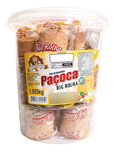 Kit 3 Pote Paçoca Big Rolha 20 Un Amendolandia Doce Amendoim