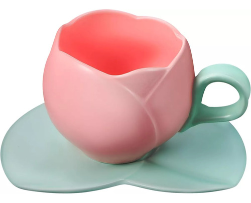 Juego De Tazas De Café De Cerámica Con Diseño De Tulipán Y