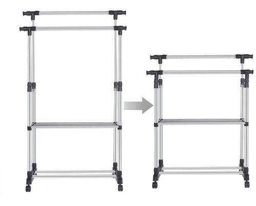Perchero Doble Extensible Con Ruedas -121111 Carolinas Home
