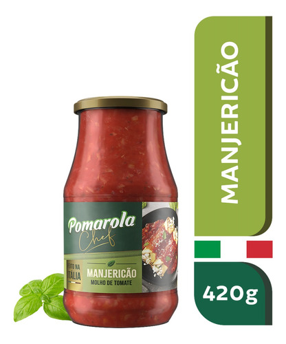 Molho de tomate com manjericão Pomarola Chef sem glúten 420 g