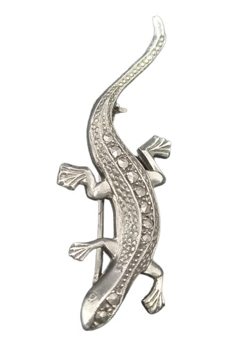 Prendedor De Iguana Con Marcasitas , En Plata 935 , Cialca