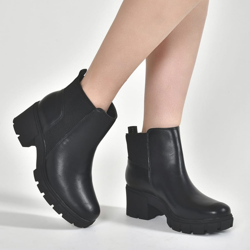 Bota Cano Curto Via Marte Tratorada Salto Bloco 6cm
