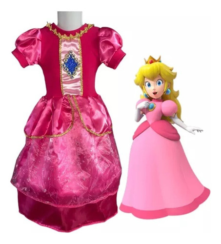 Disfraz Vestido Princesa Peach Super Mario Bross Para Niñas