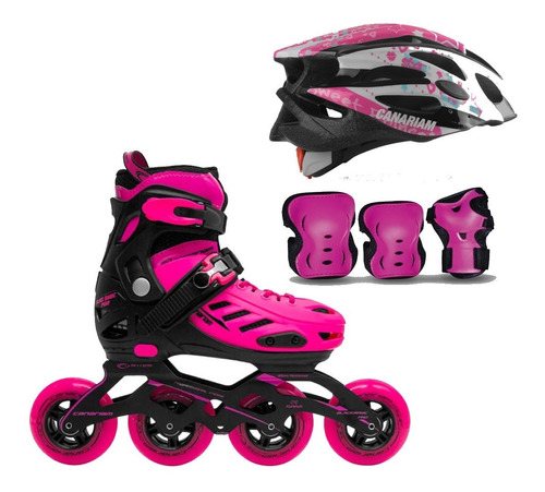 Patines Canariam Blackmagic Pro Plus Fucsia + Kit + Casco