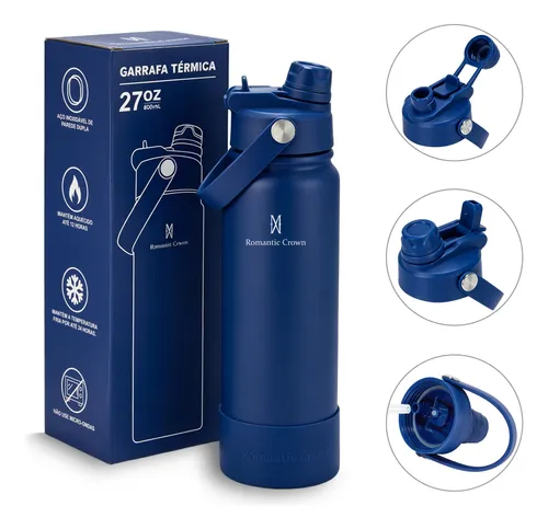 Garrafa Termica 800ml Inox Bico Duplo Canudo Alca Esporte