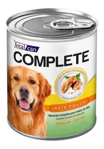 Alimento Vitalcan Complete para perro adulto todos los tamaños sabor pollo en lata de 170 g