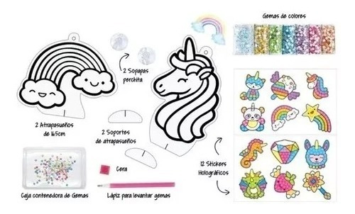 Imagen 4 de 4 de Juliana I Love Unicorns Set De Gemas Decora Tus Accesorios F