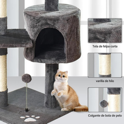 Rascador Para Gatos Torre De 4 Niveles 40 X 40 X 110 Cm