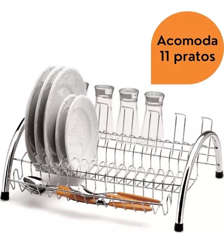 Escorredor De Louça Arco Cromado Pequeno Madefer Inox