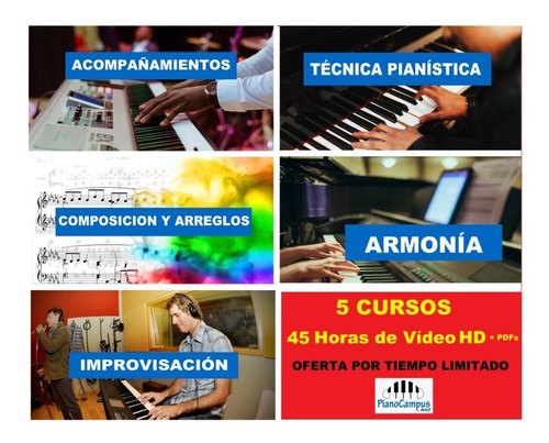 5 Cursos De Piano En Vídeo Armonía | Arreglos | Técnica Y +