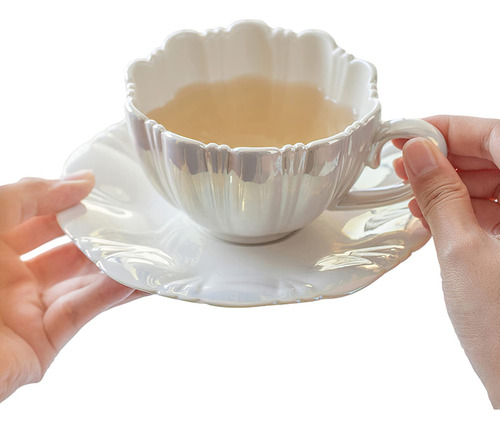 Juego De Tazas De Café De Porcelana Con Forma De Flor Y