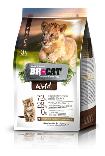 Imagen 1 de 2 de Br For Wild Cat Kitten X 3 Kg