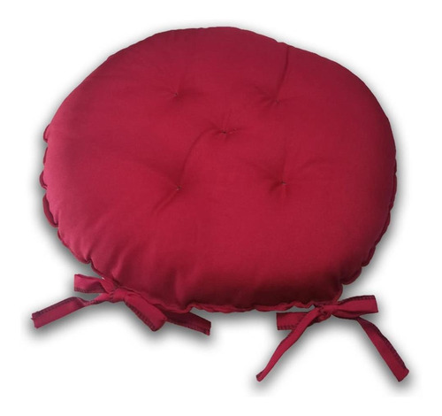 Assento Para Cadeira Almofada Futon 40x40 Redondo Vermelho