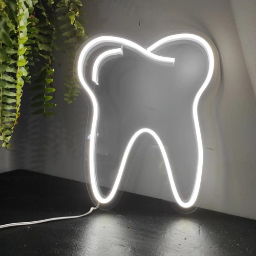 Letreiro Neon Led Personalizado Dente Dentista Escritorio Cor Branco Frio 110V/220V