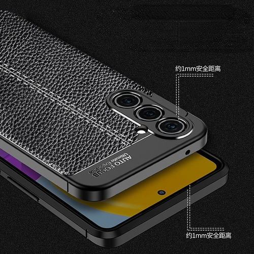 Estojo Para Samsung M14 Silicone Litchi Com Membrana De