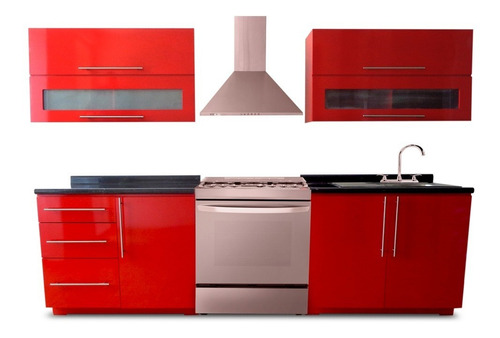 Cocina Integral Moderna Liverpool Derecha /estufa 2.90m Roja