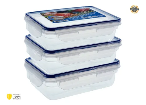 X3 Envase Rectangular Reutilizable Porta Comida Vasijas Casa
